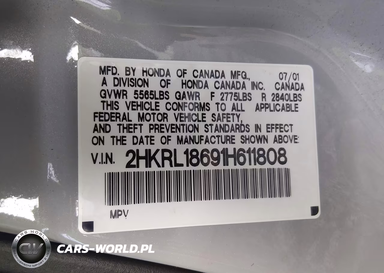 2001 Honda Odyssey Ex VIN:2HKRL18691H611808 - 9