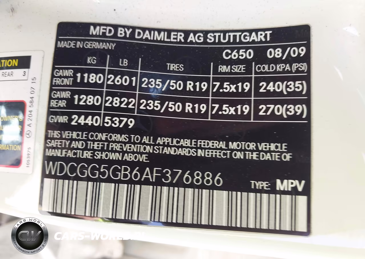 2010 Mercedes-Benz Glk 350 VIN:WDCGG5GB6AF376886 - 9