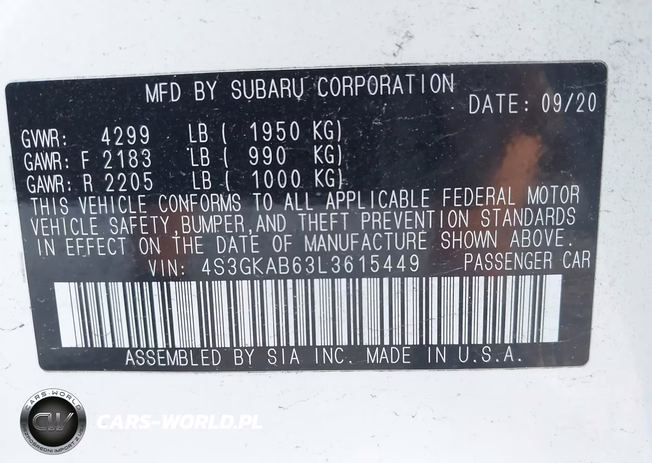 2020 Subaru Impreza Sedan VIN:4S3GKAB63L3615449 - 9