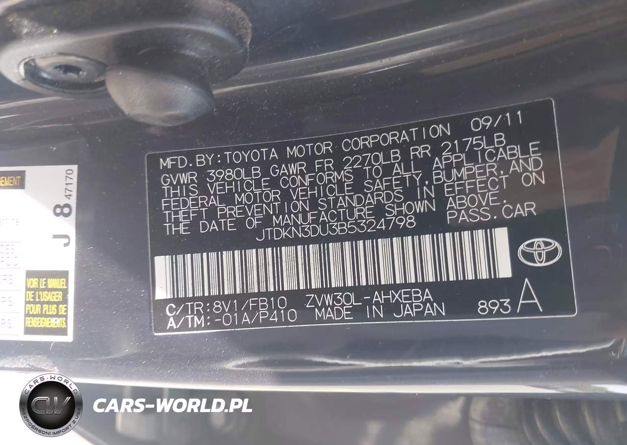 2011 Toyota Prius Two VIN:JTDKN3DU3B5324798 - 9