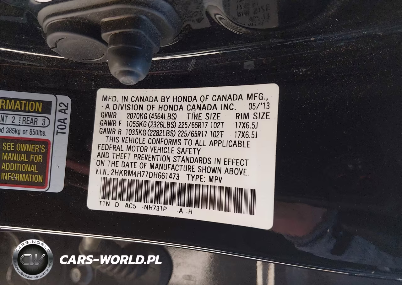 2013 Honda Cr-V Ex-L VIN:2HKRM4H77DH661473 - 9