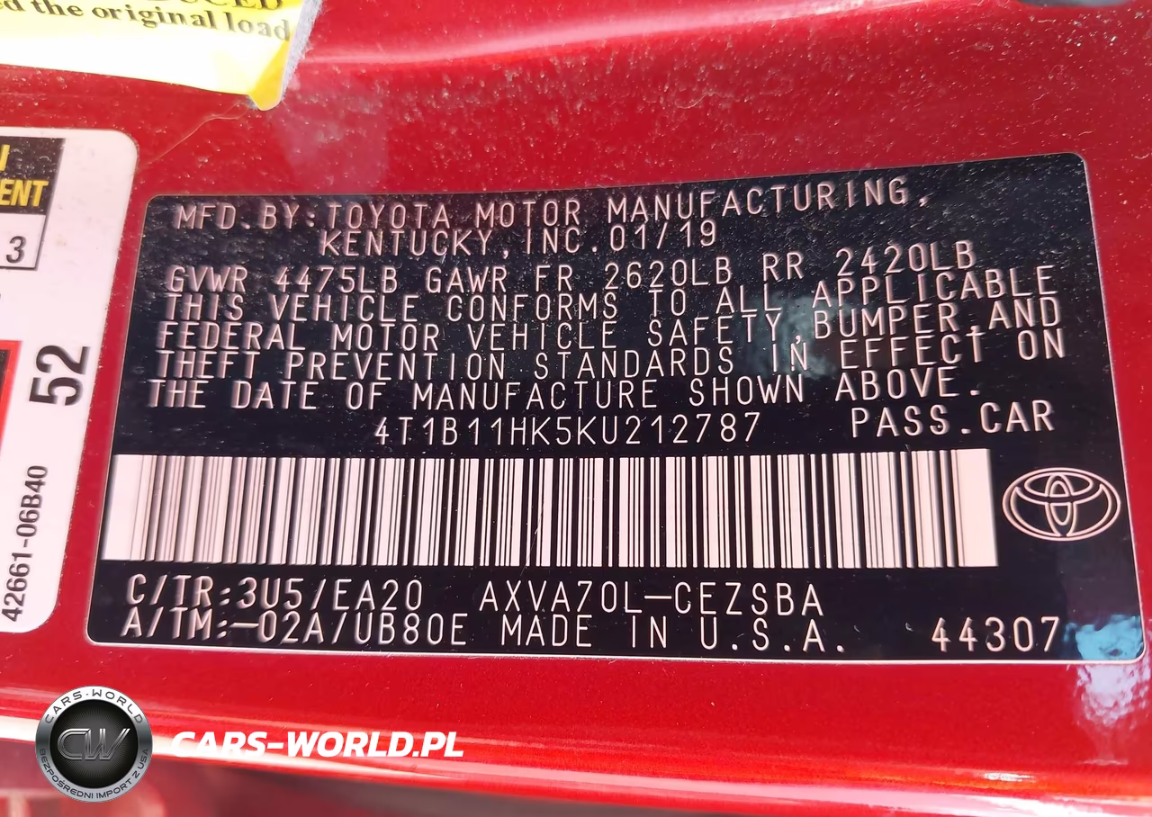 2019 Toyota Camry Se VIN:4T1B11HK5KU212787 - 9