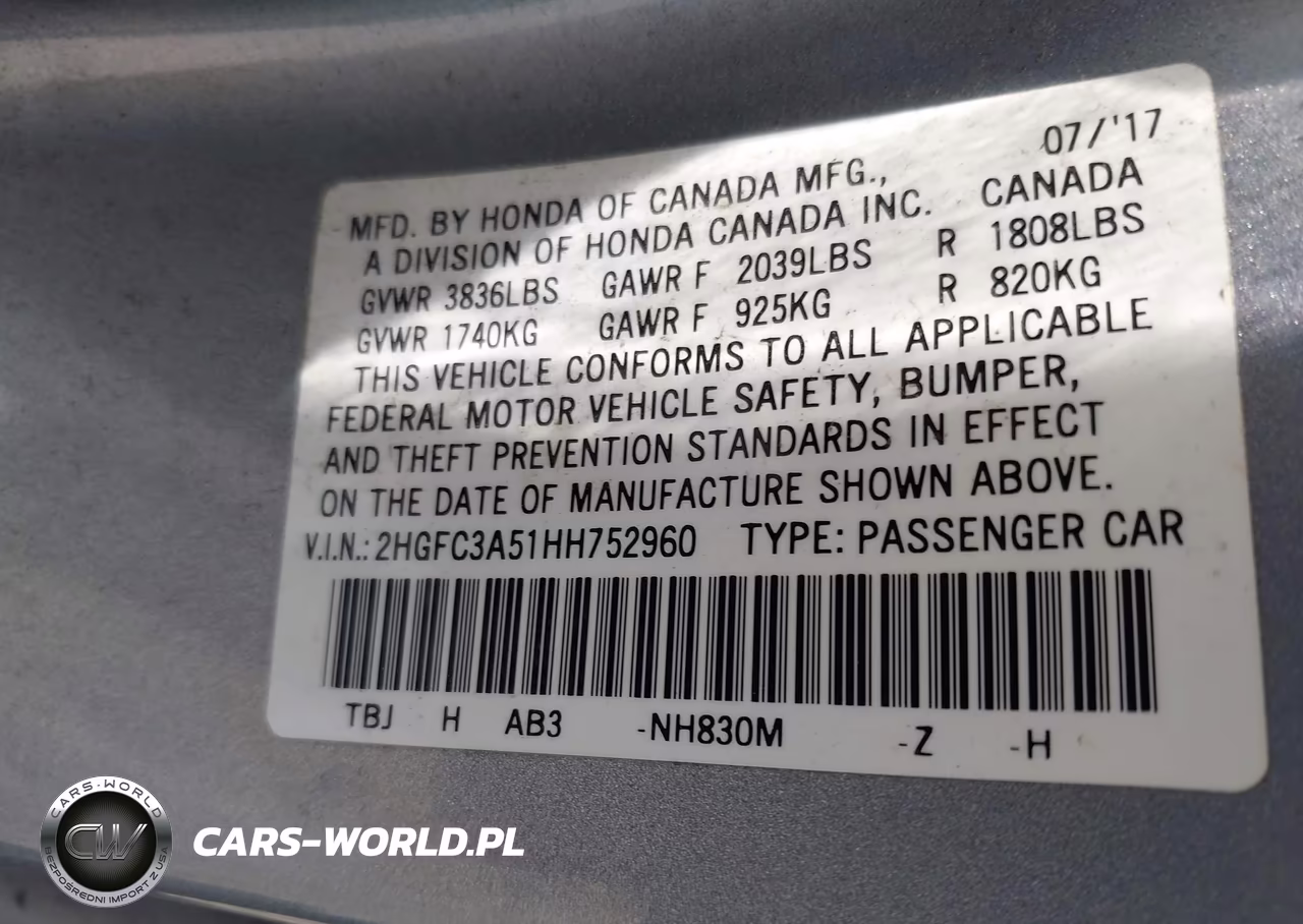 2017 Honda Civic Si VIN:2HGFC3A51HH752960 - 9