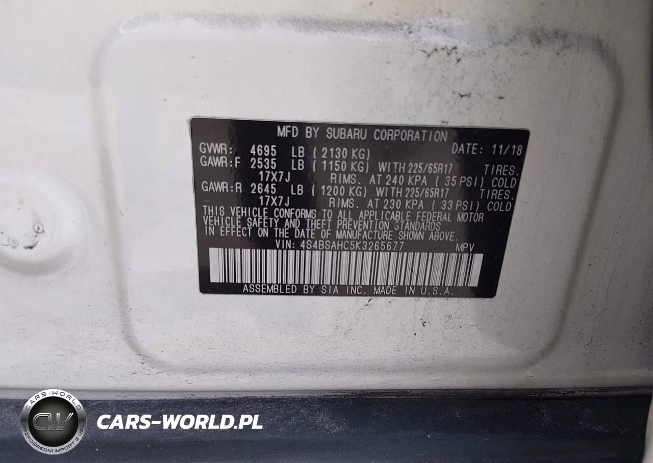 2019 Subaru Outback 2.5I Premium VIN:4S4BSAHC5K3265677 - 9
