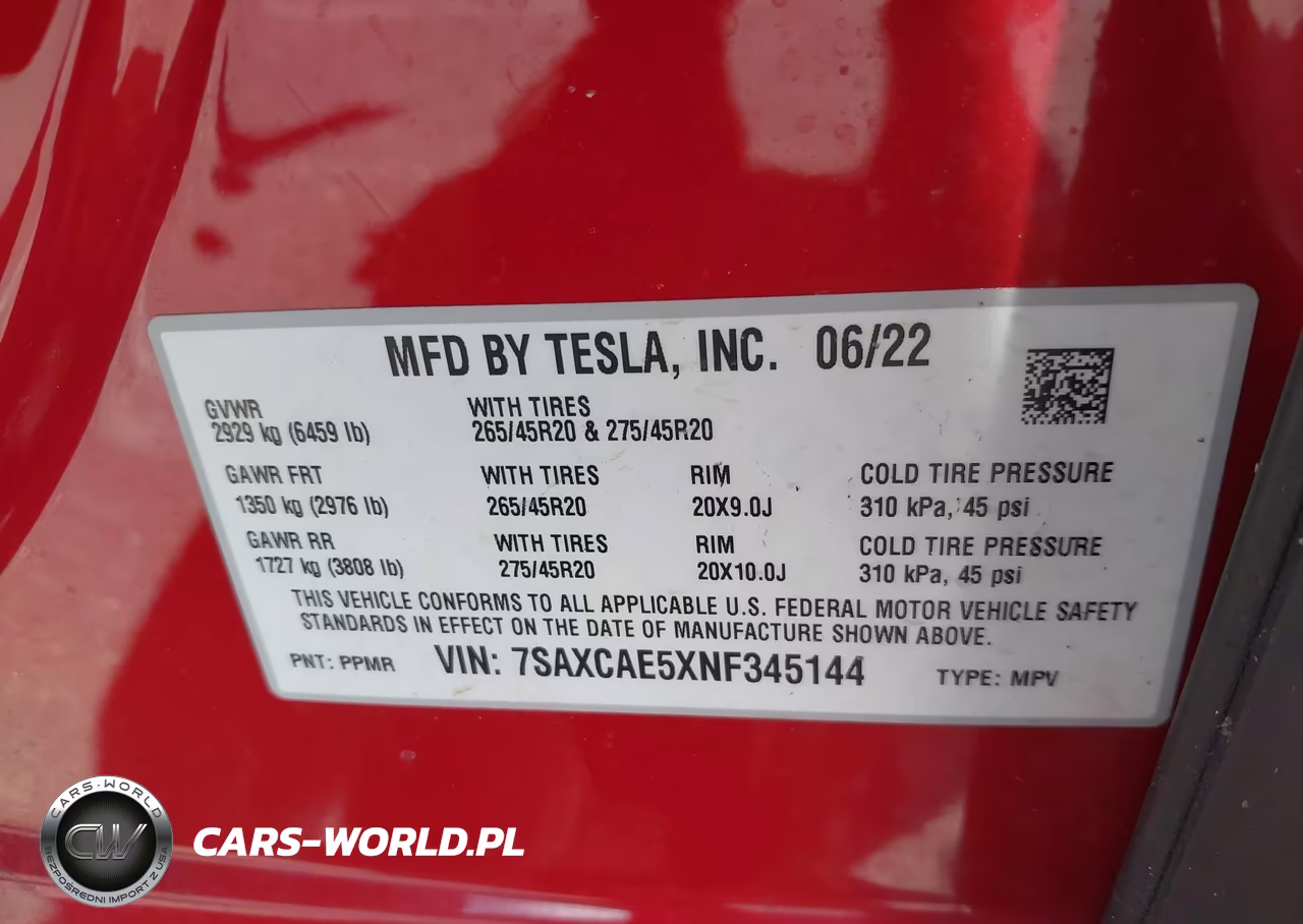 2022 Tesla Model X Dual Motor All-Wheel Drive VIN:7SAXCAE5XNF345144 - 9