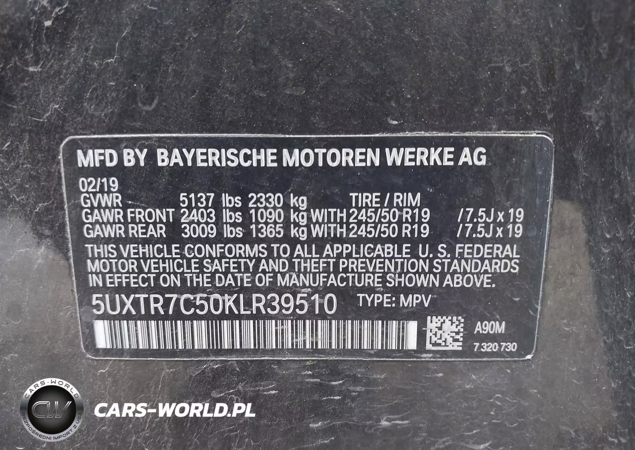 2019 BMW X3 Sdrive30I VIN:5UXTR7C50KLR39510 - 9
