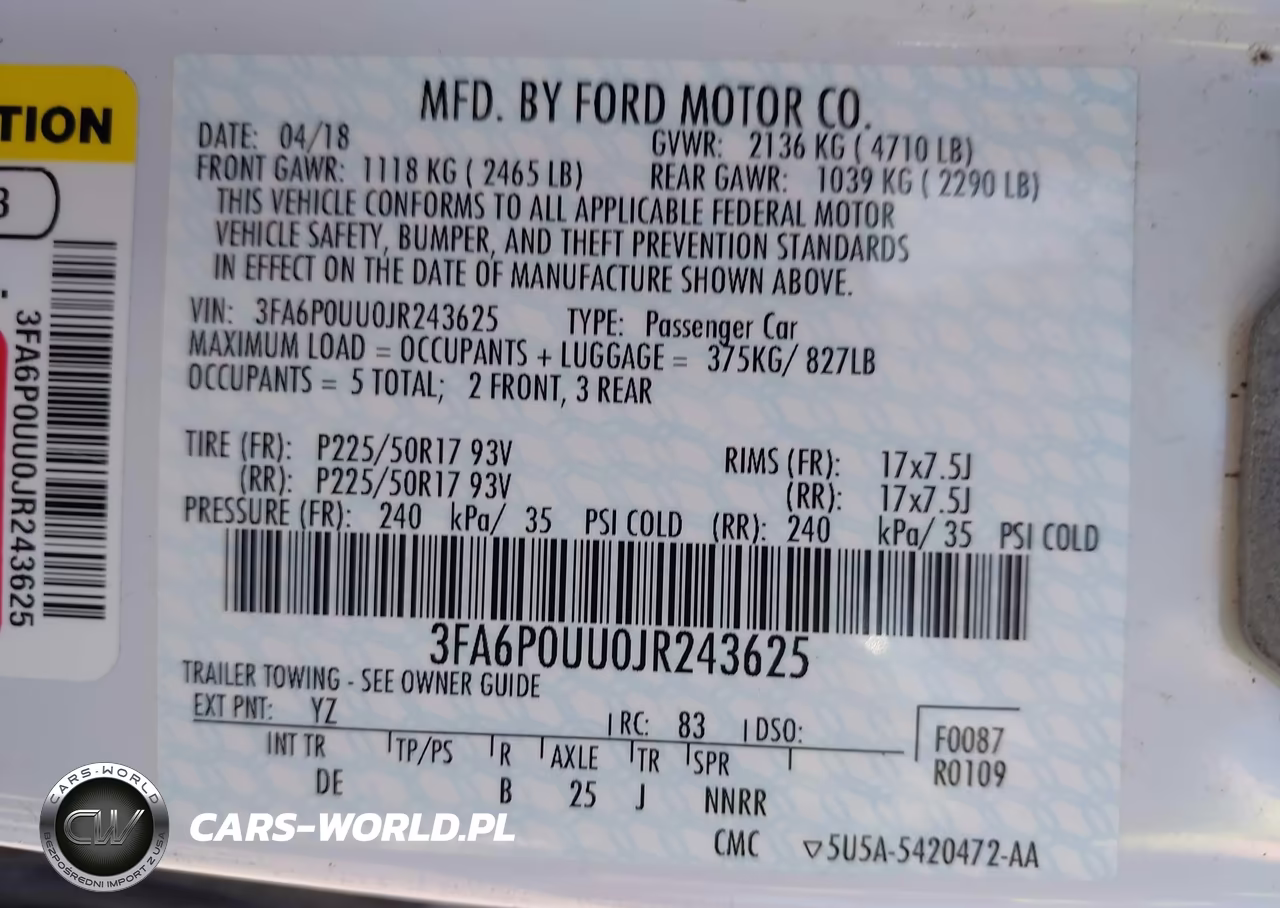 2018 Ford Fusion Hybrid S VIN:3FA6P0UU0JR243625 - 9