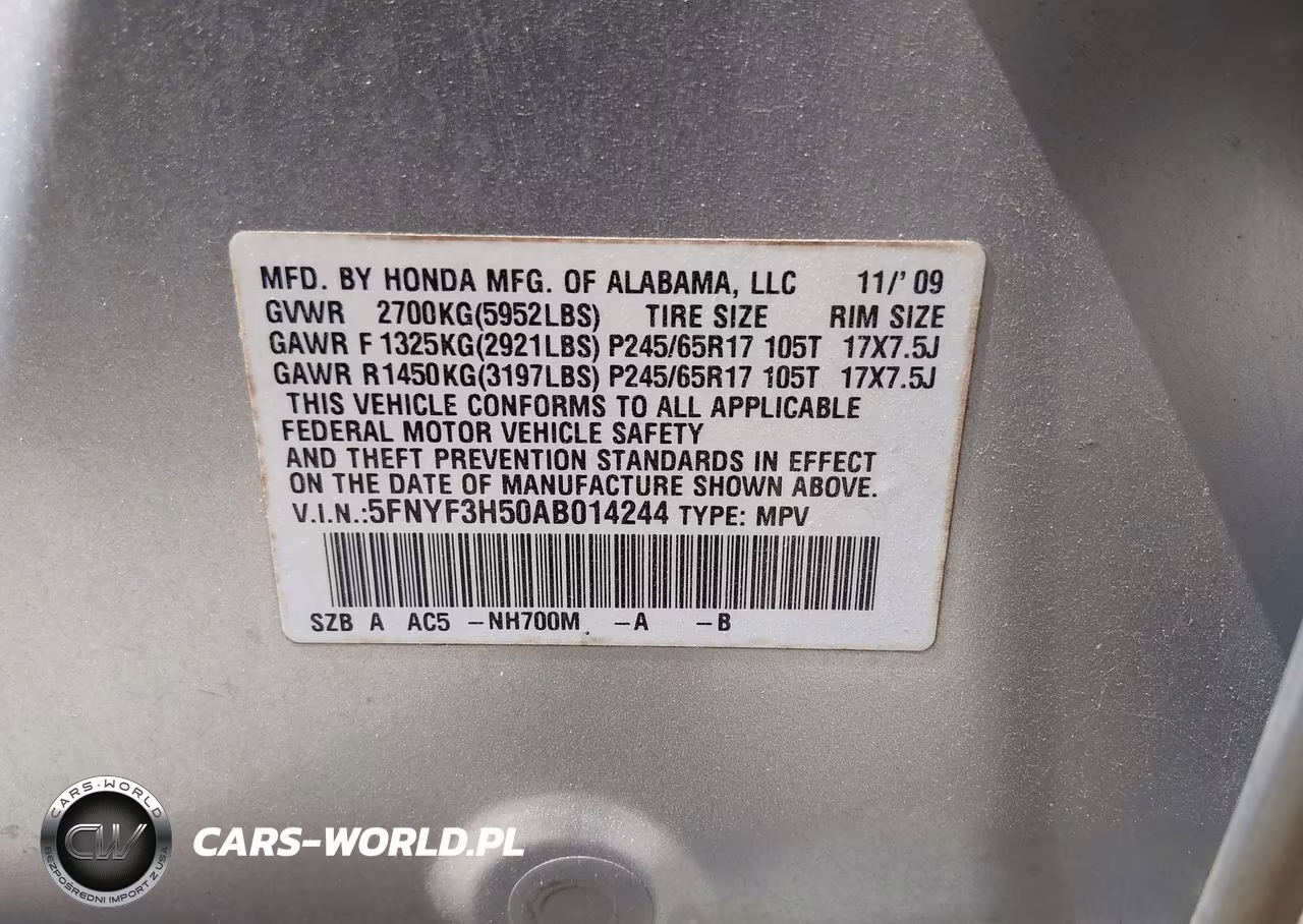 2010 Honda Pilot Ex-L VIN:5FNYF3H50AB014244 - 9