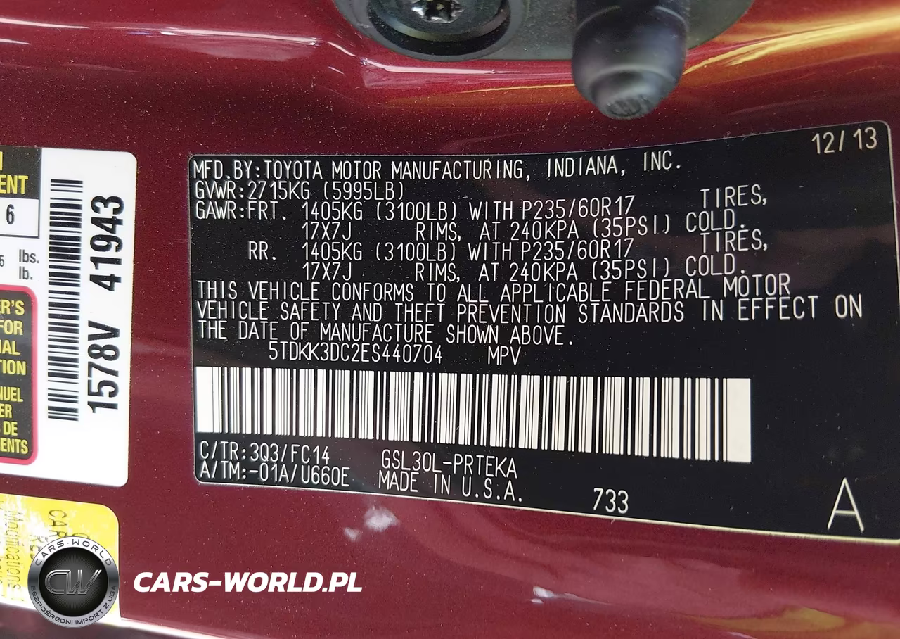 2014 Toyota Sienna Le V6 8 Passenger VIN:5TDKK3DC2ES440704 - 9