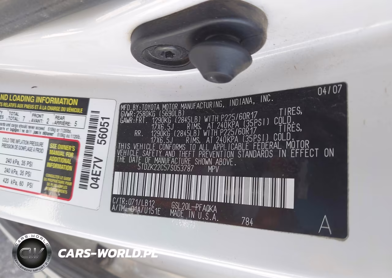 2007 Toyota Sienna Xle Limited VIN:5TDZK22C57S053787 - 9