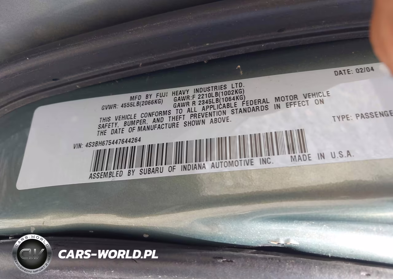 2004 Subaru Outback VIN:4S3BH675447644264 - 9