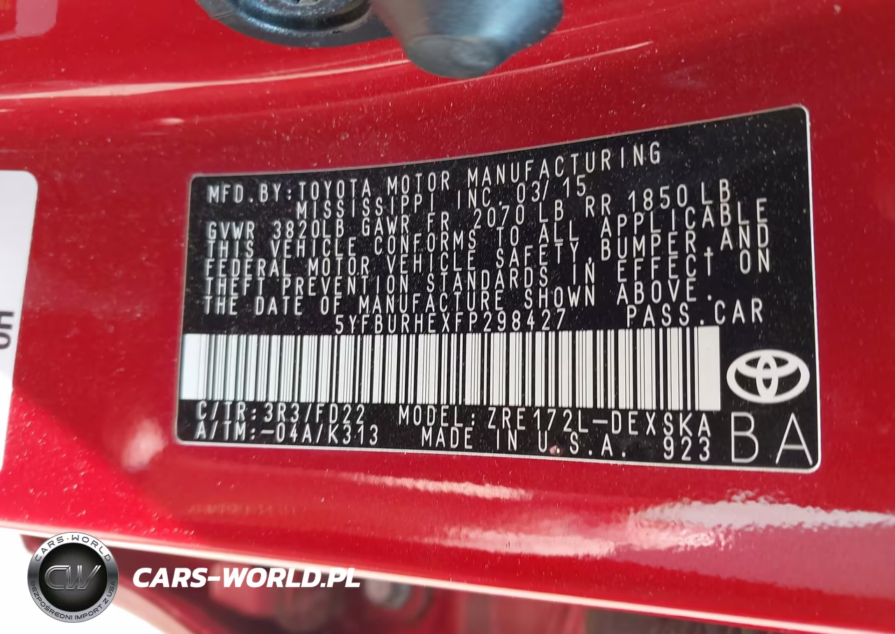 2015 Toyota Corolla S Plus VIN:5YFBURHEXFP298427 - 9