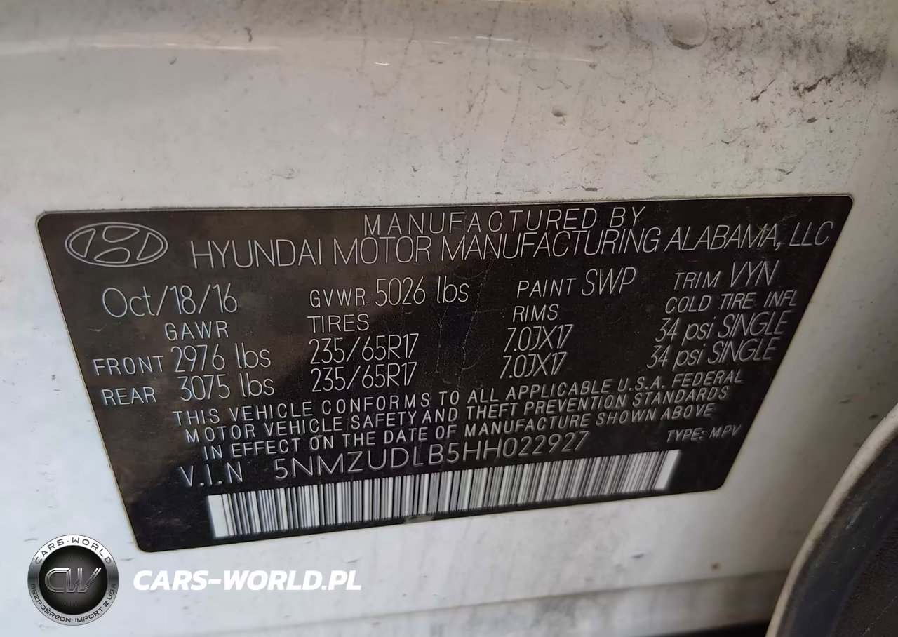 2017 Hyundai Santa Fe Sport 2.4L VIN:5NMZUDLB5HH022927 - 9