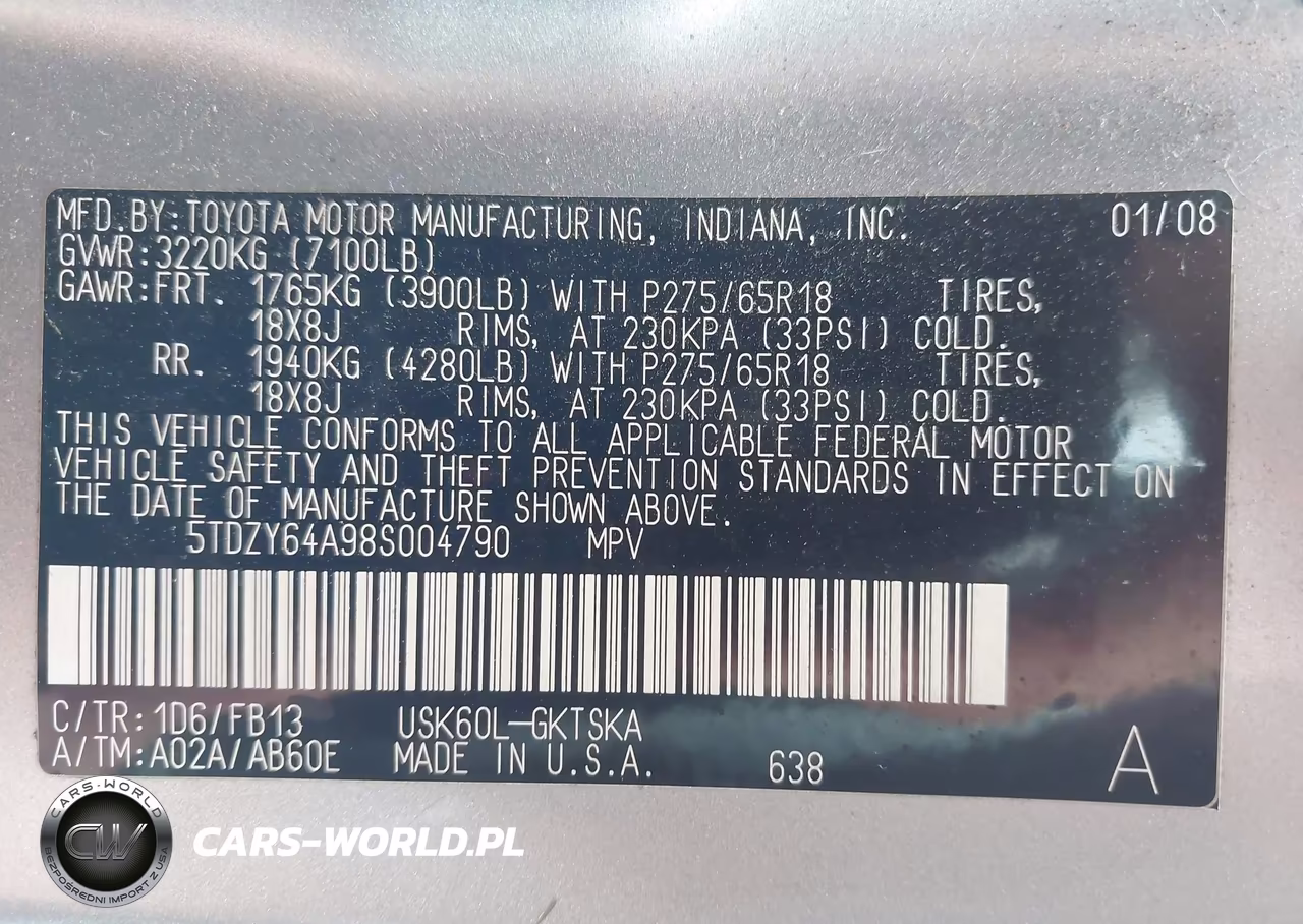 2008 Toyota Sequoia Sr5 5.7L V8 VIN:5TDZY64A98S004790 - 9