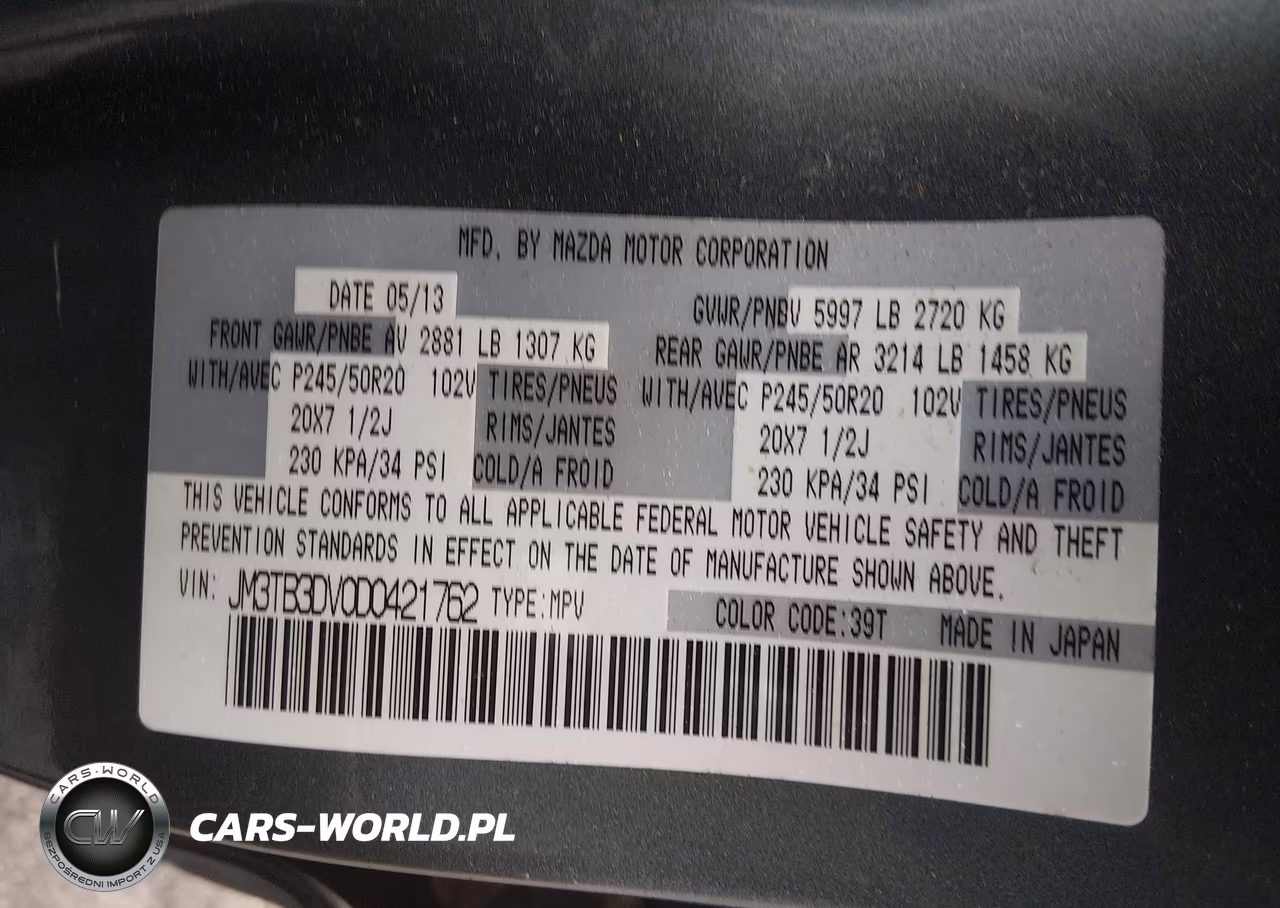 2013 Mazda Cx-9 Grand Touring VIN:JM3TB3DV0D0421762 - 9