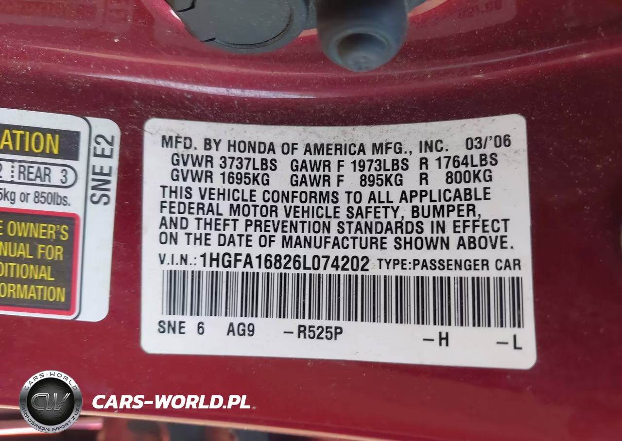 2006 Honda Civic Ex VIN:1HGFA16826L074202 - 9