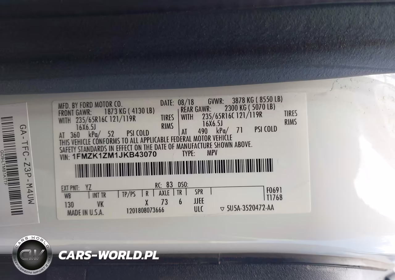 2018 Ford Transit-150 Xl VIN:1FMZK1ZM1JKB43070 - 9
