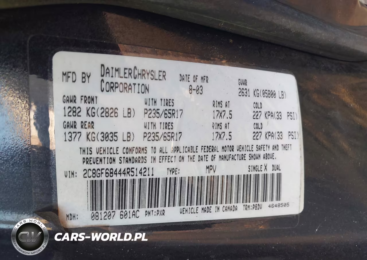 2004 Chrysler Pacifica VIN:2C8GF68444R514211 - 9