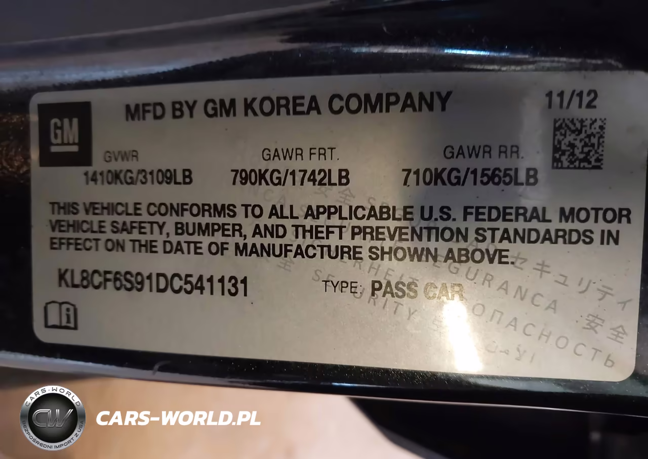2013 Chevrolet Spark 2Lt Auto VIN:KL8CF6S91DC541131 - 9