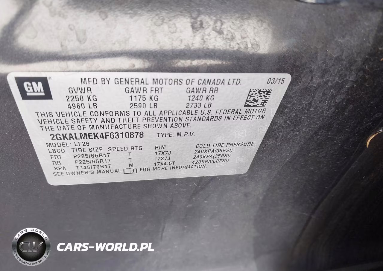 2015 GMC Terrain Sle-1 VIN:2GKALMEK4F6310878 - 9
