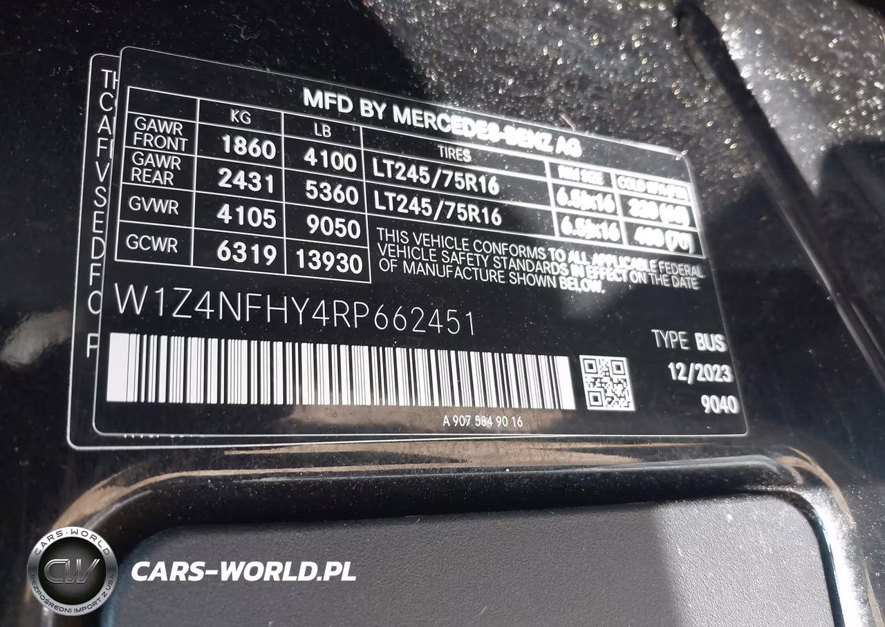 2024 Mercedes-Benz Sprinter 2500 Standard Roof 4-Cyl Diesel Ho VIN:W1Z4NFHY4RP662451 - 9
