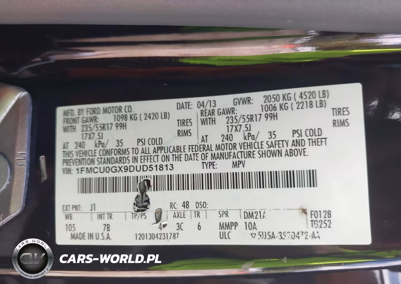 2013 Ford Escape Se VIN:1FMCU0GX9DUD51813 - 9
