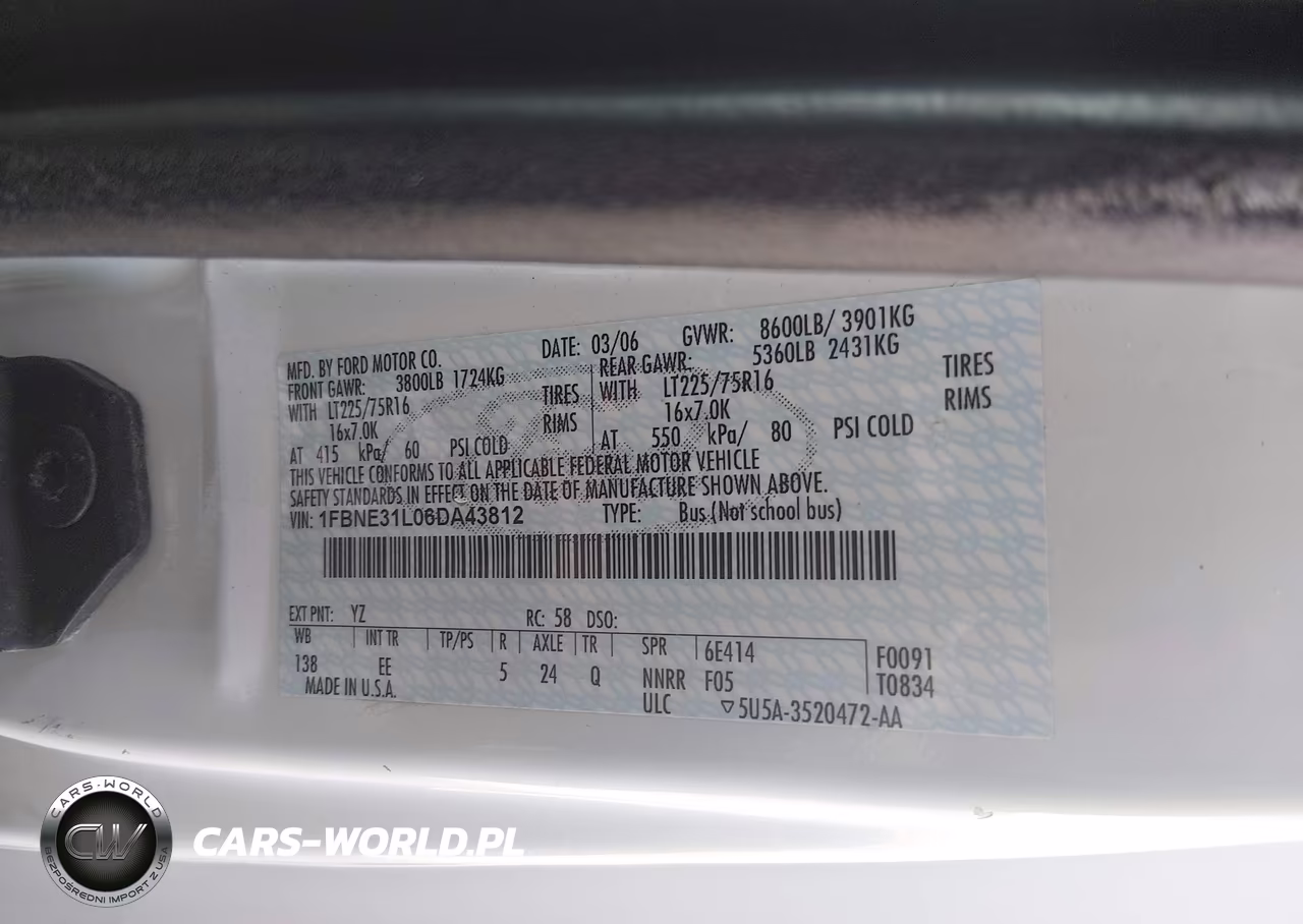 2006 Ford E-350 Super Duty Chateau-Xl-Xlt VIN:1FBNE31L06DA43812 - 9