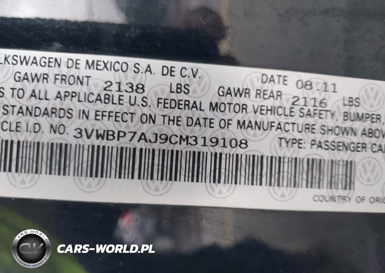 2012 Volkswagen Jetta 2.5L Se VIN:3VWBP7AJ9CM319108 - 9