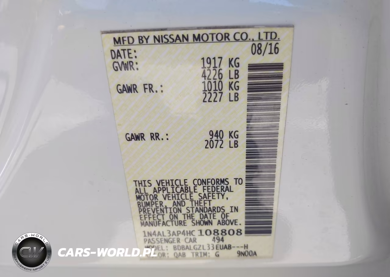 2017 Nissan Altima 2.5 S VIN:1N4AL3AP4HC108808 - 9
