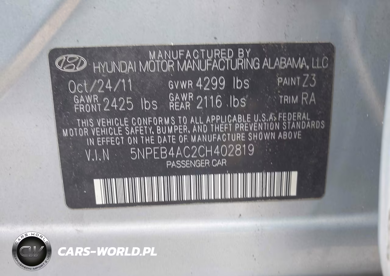 2012 Hyundai Sonata Gls VIN:5NPEB4AC2CH402819 - 9