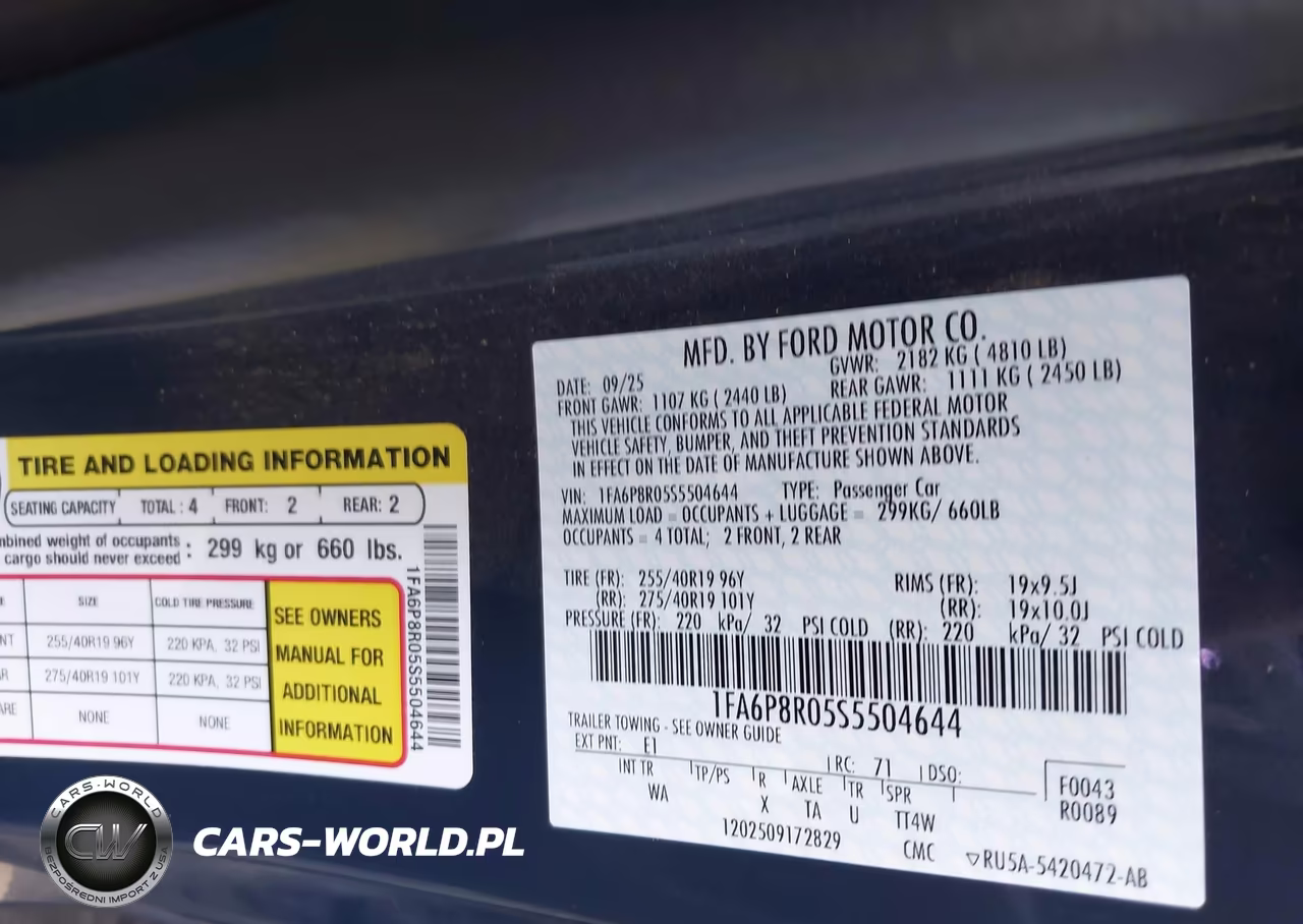 2025 Ford Mustang Dark Horse Fastback VIN:1FA6P8R05S5504644 - 9