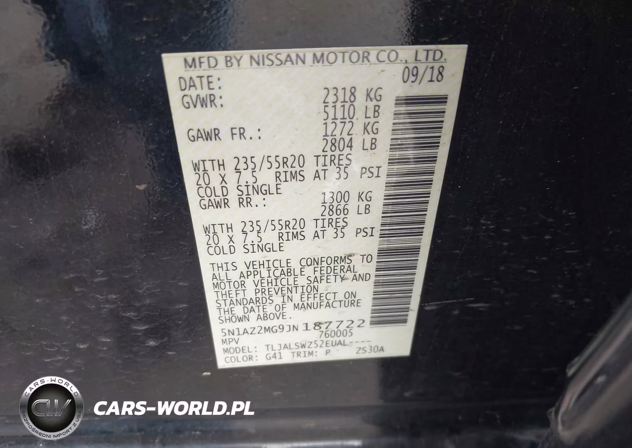 2018 Nissan Murano Platinum VIN:5N1AZ2MG9JN187722 - 9