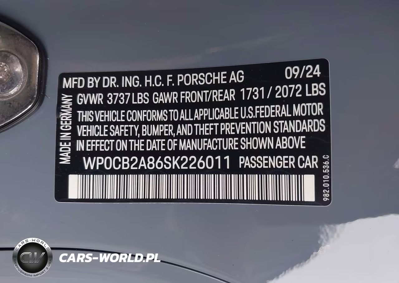 2025 Porsche 718 Boxster S VIN:WP0CB2A86SK226011 - 9