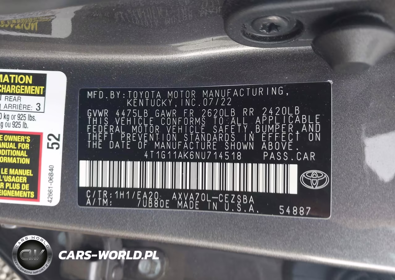 2022 Toyota Camry Se VIN:4T1G11AK6NU714518 - 9