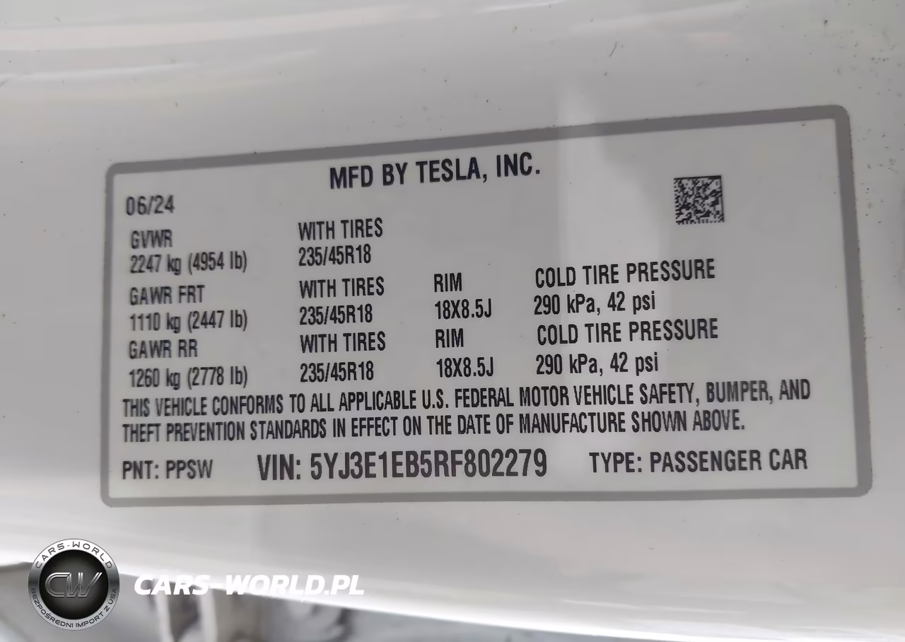 2024 Tesla Model 3 Long Range Dual Motor All-Wheel Drive VIN:5YJ3E1EB5RF802279 - 9