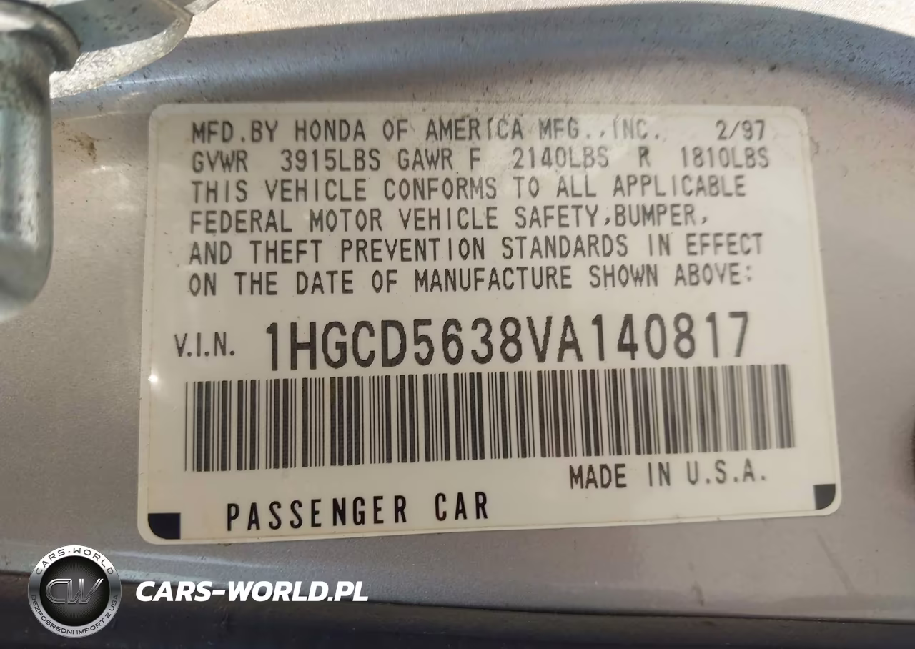 1997 Honda Accord Lx VIN:1HGCD5638VA140817 - 9