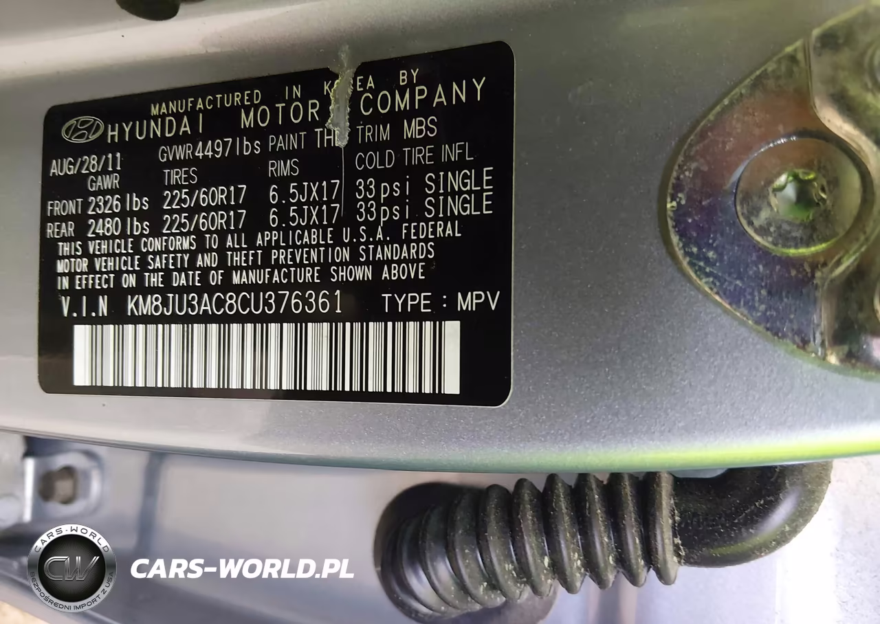2012 Hyundai Tucson Gls VIN:KM8JU3AC8CU376361 - 9