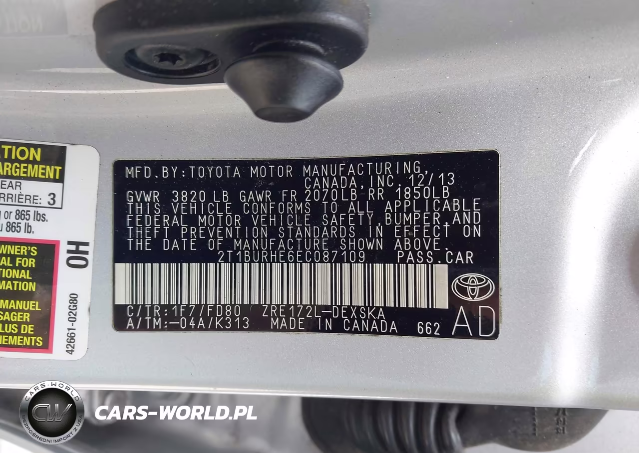 2014 Toyota Corolla S Plus VIN:2T1BURHE6EC087109 - 9