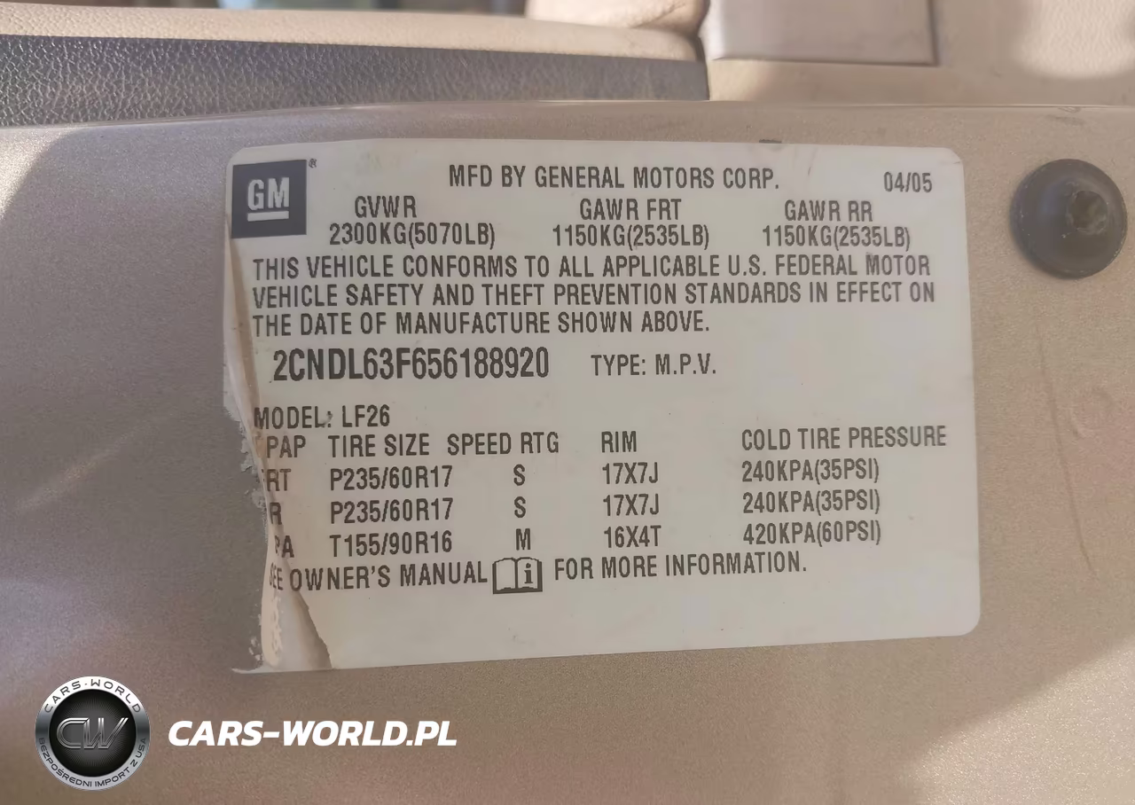 2005 Chevrolet Equinox Lt VIN:2CNDL63F656188920 - 9