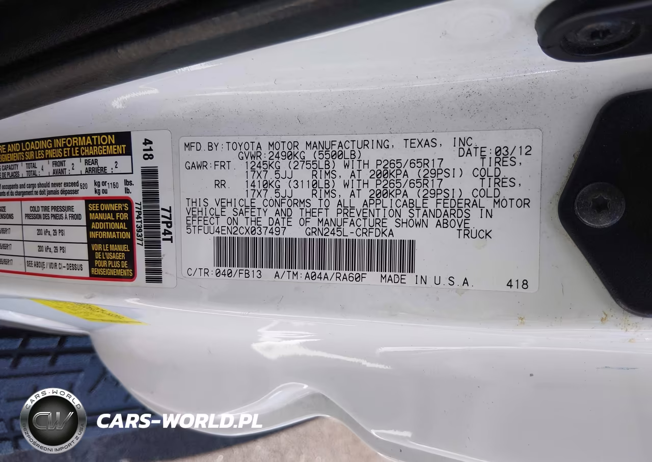 2012 Toyota Tacoma VIN:5TFUU4EN2CX037497 - 9
