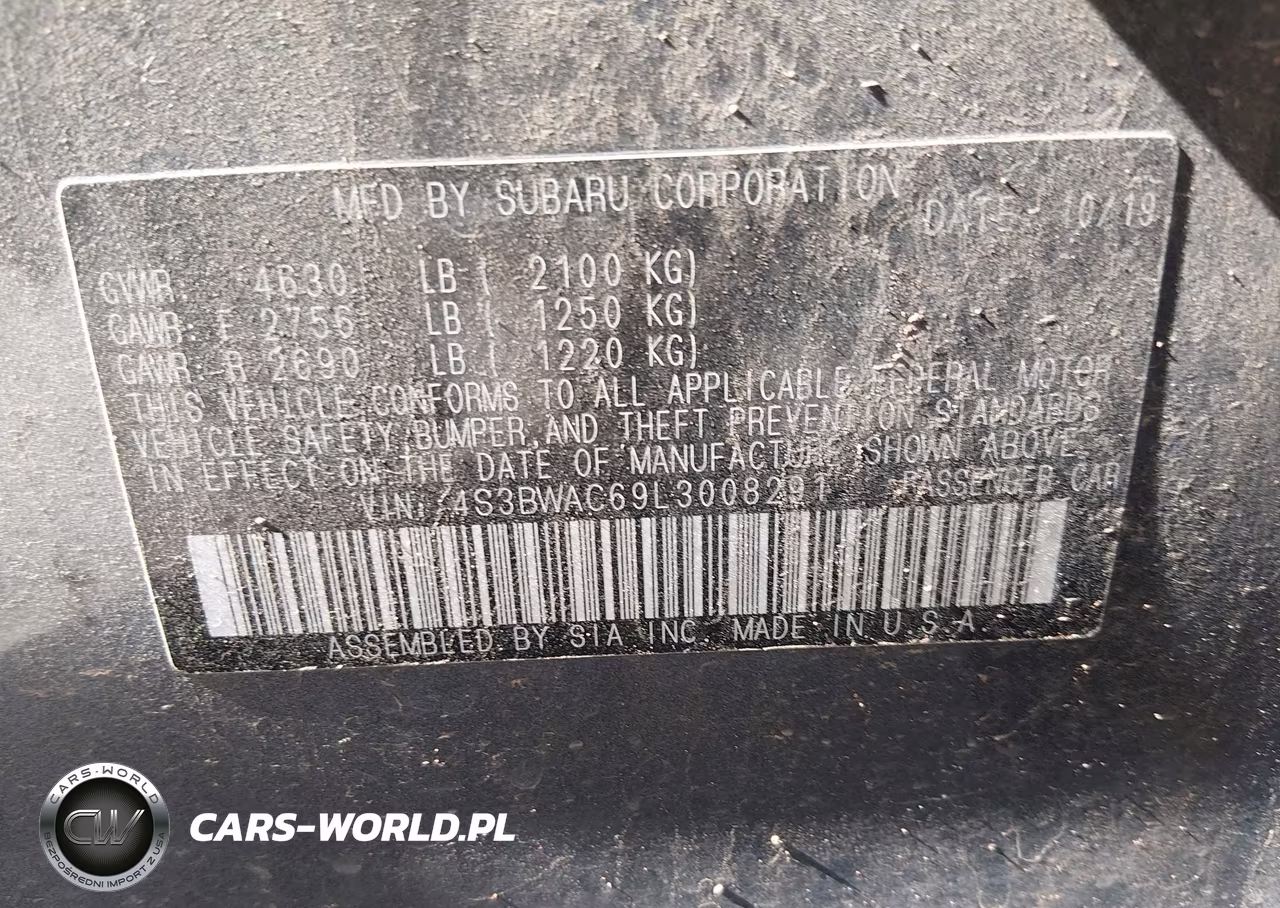 2020 Subaru Legacy Premium VIN:4S3BWAC69L3008291 - 9
