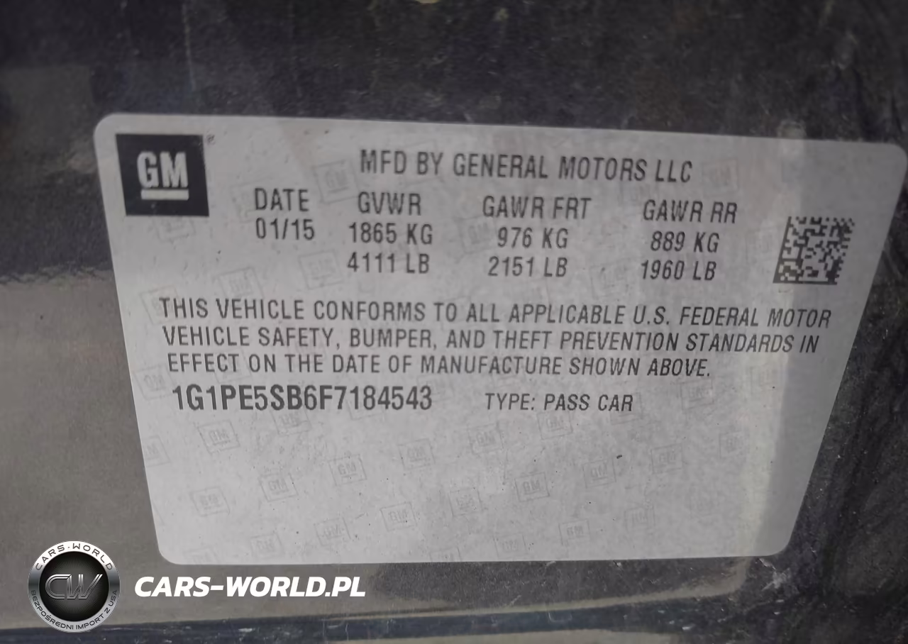 2015 Chevrolet Cruze 2Lt Auto VIN:1G1PE5SB6F7184543 - 9