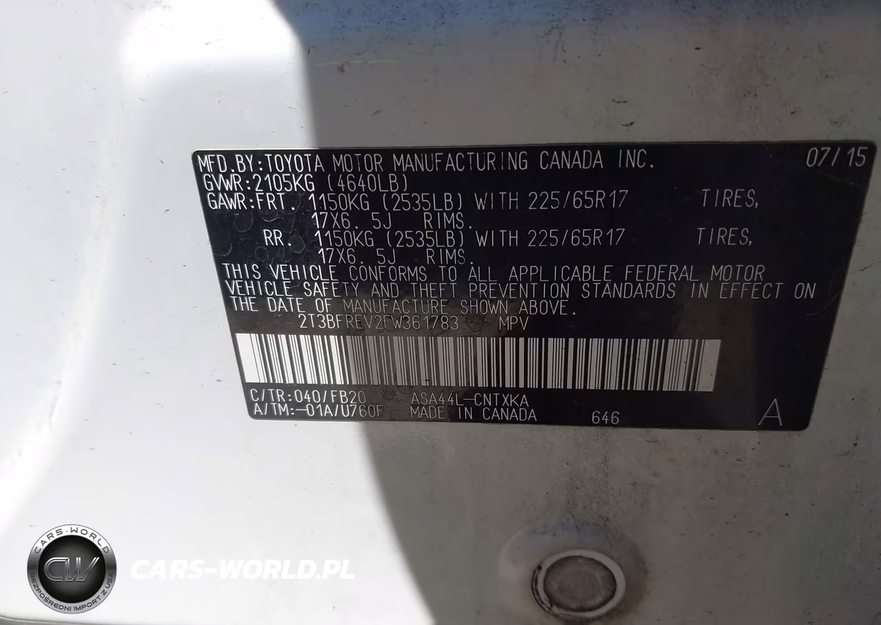 2015 Toyota Rav4 Le VIN:2T3BFREV2FW361783 - 9