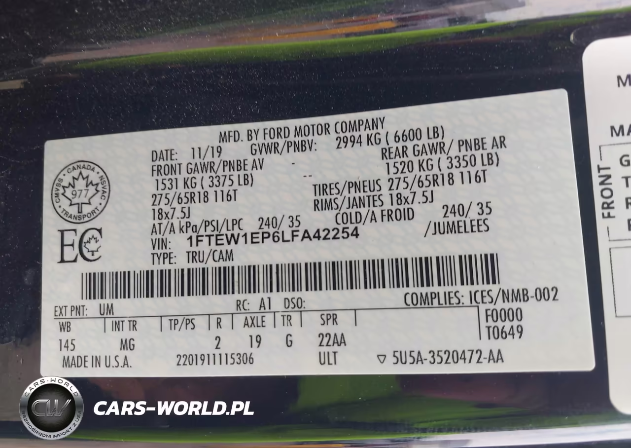 2020 Ford F-150 Xlt VIN:1FTEW1EP6LFA42254 - 9