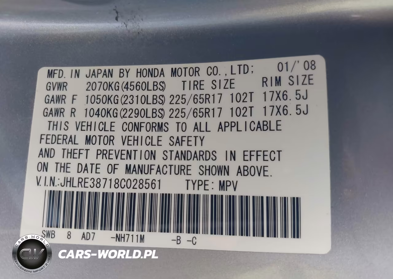 2008 Honda Cr-V Ex-L VIN:JHLRE38718C028561 - 9