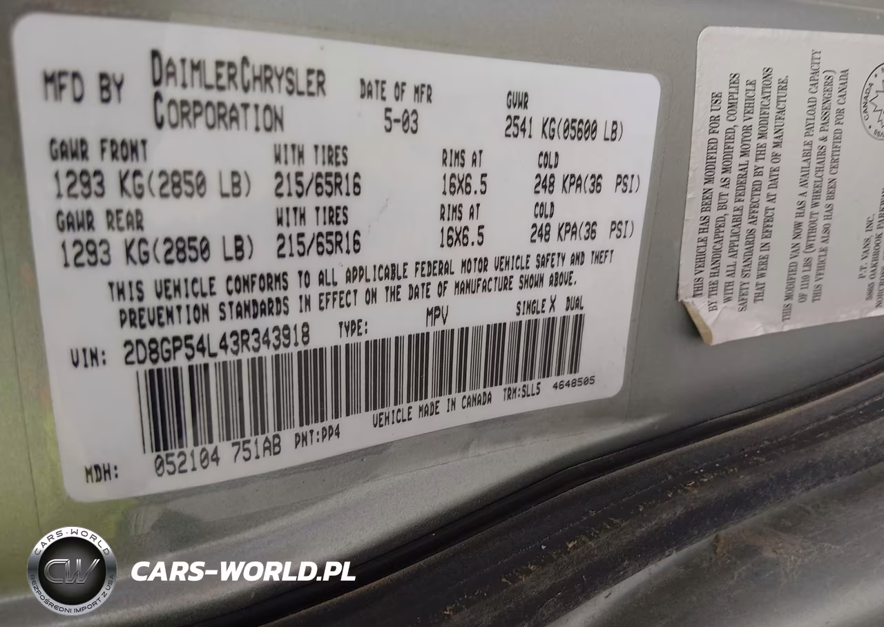 2003 Dodge Grand Caravan Es VIN:2D8GP54L43R343918 - 9