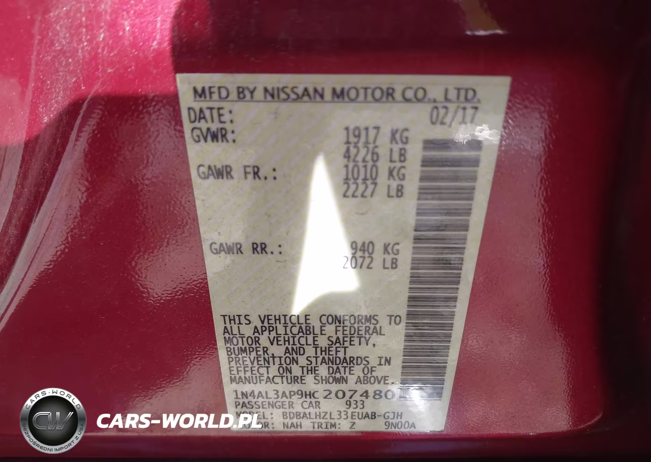 2017 Nissan Altima 2.5 Sr VIN:1N4AL3AP9HC207480 - 9