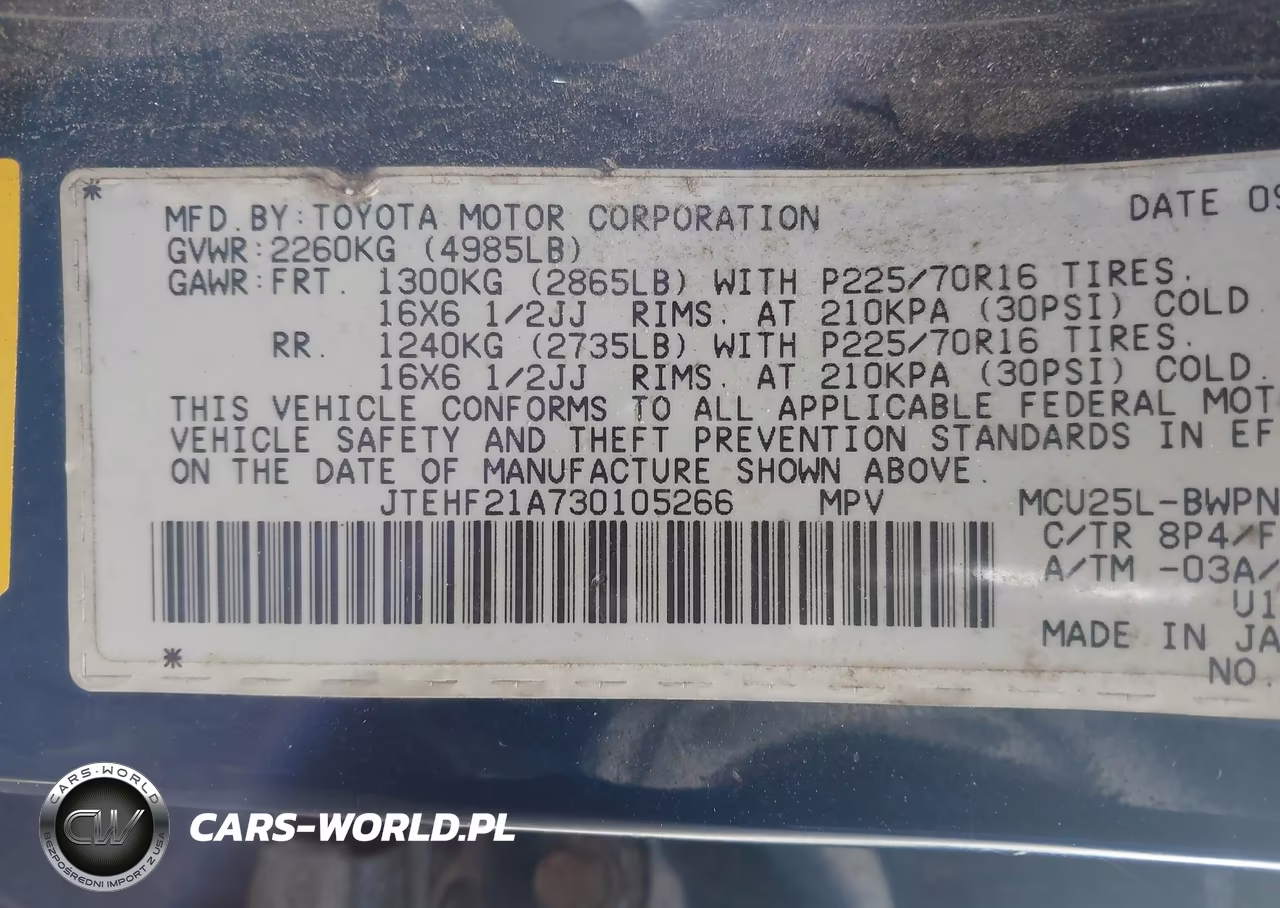2003 Toyota Highlander V6 VIN:JTEHF21A730105266 - 9