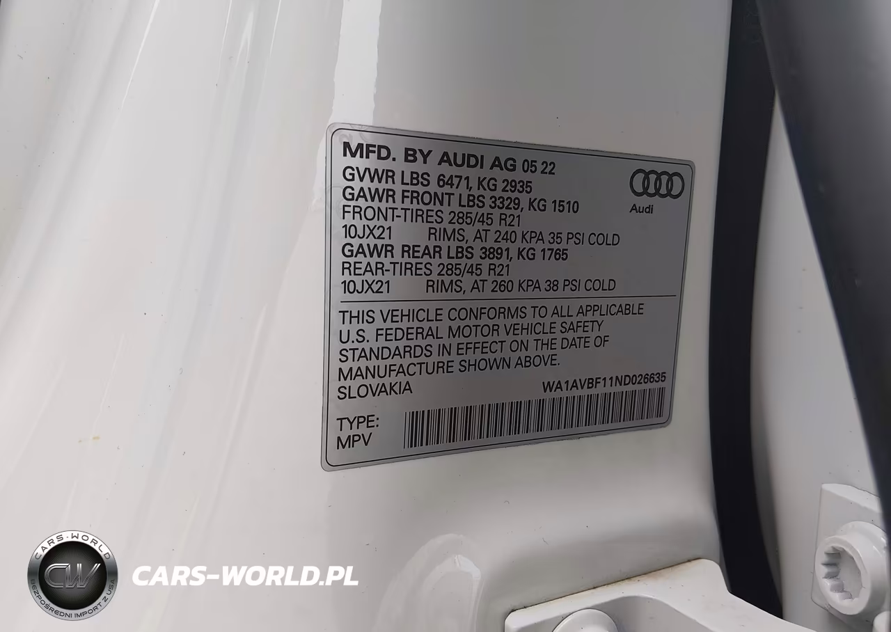 2022 Audi Q8 Premium 55 Tfsi Quattro Tiptronic VIN:WA1AVBF11ND026635 - 9