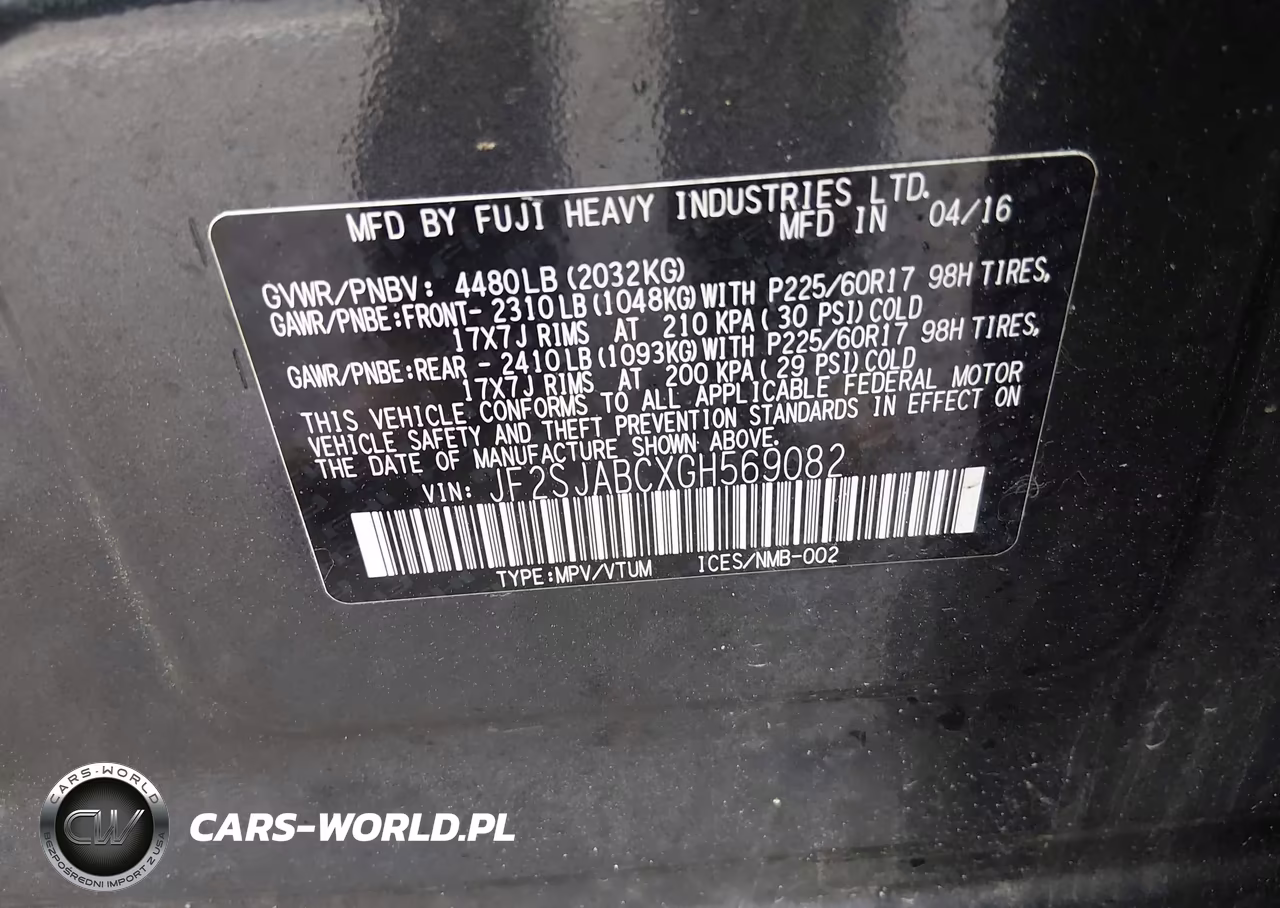2016 Subaru Forester 2.5I VIN:JF2SJABCXGH569082 - 9
